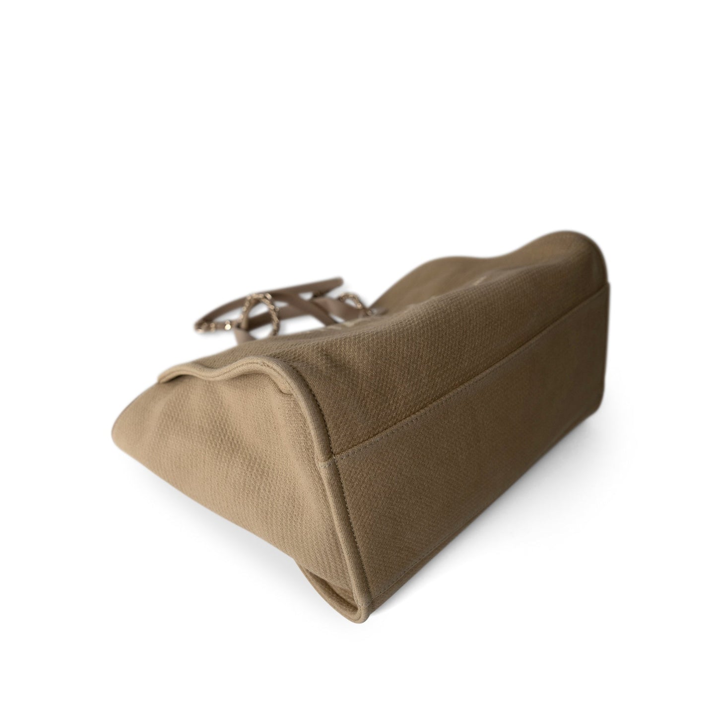 22A Dark Beige Deauville Tote Mixed Fibers and Calfskin Light Gold Hardware