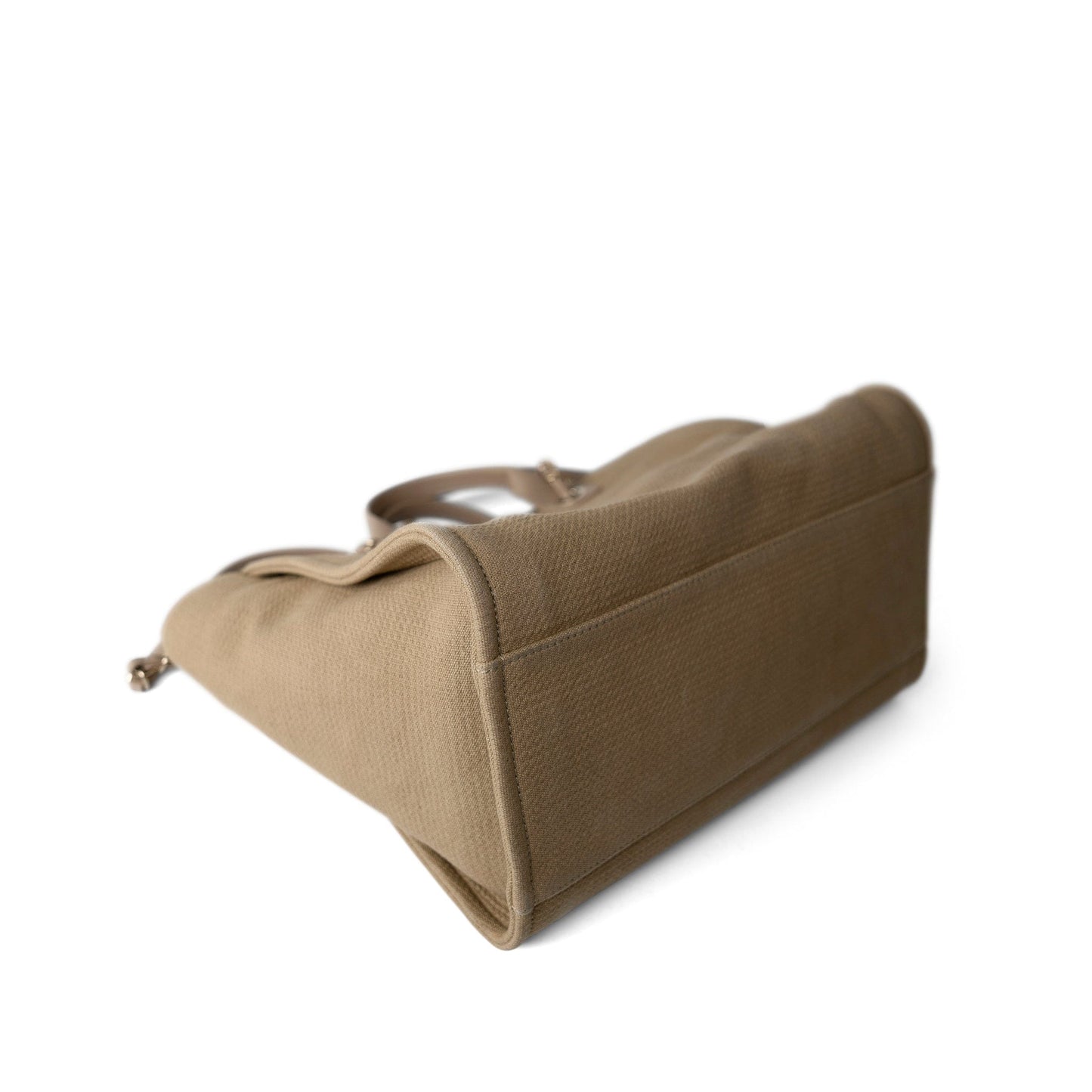 22A Dark Beige Deauville Tote Mixed Fibers and Calfskin Light Gold Hardware