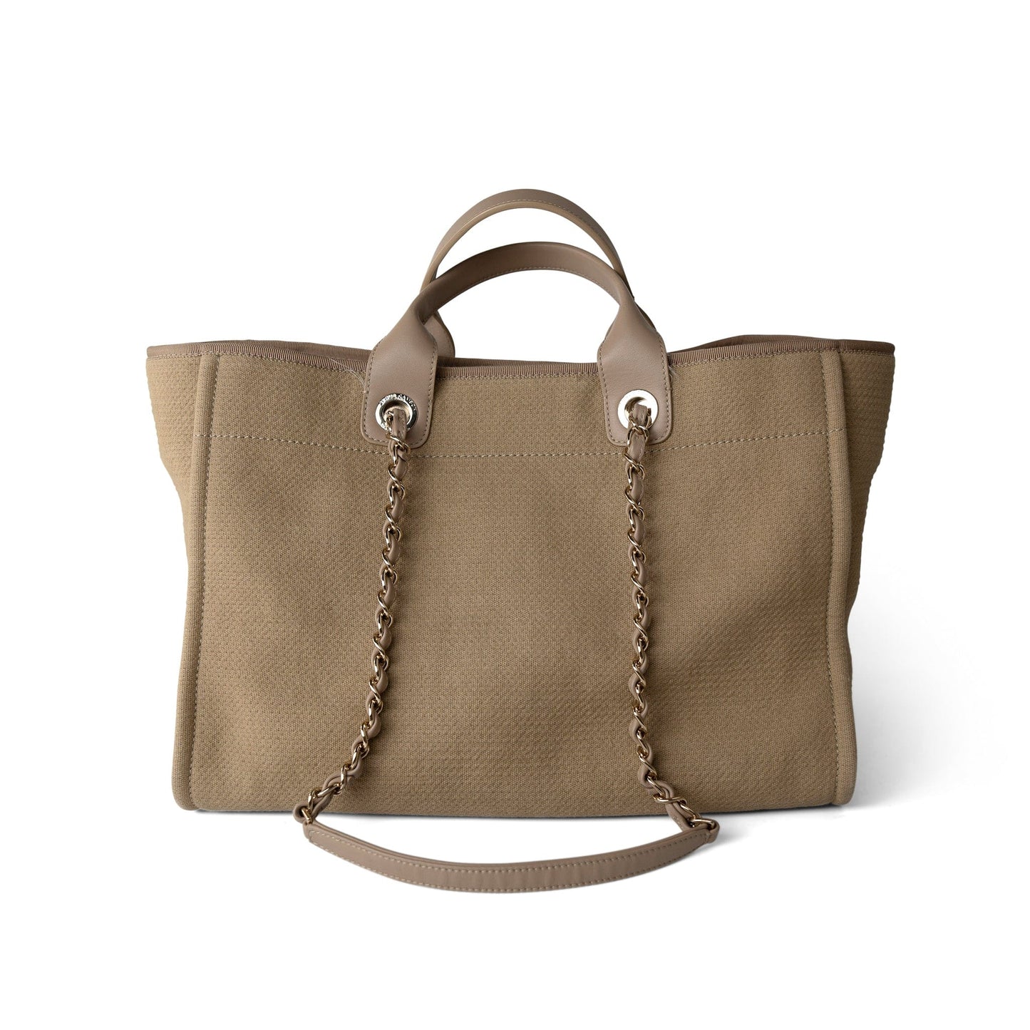 22A Dark Beige Deauville Tote Mixed Fibers and Calfskin Light Gold Hardware
