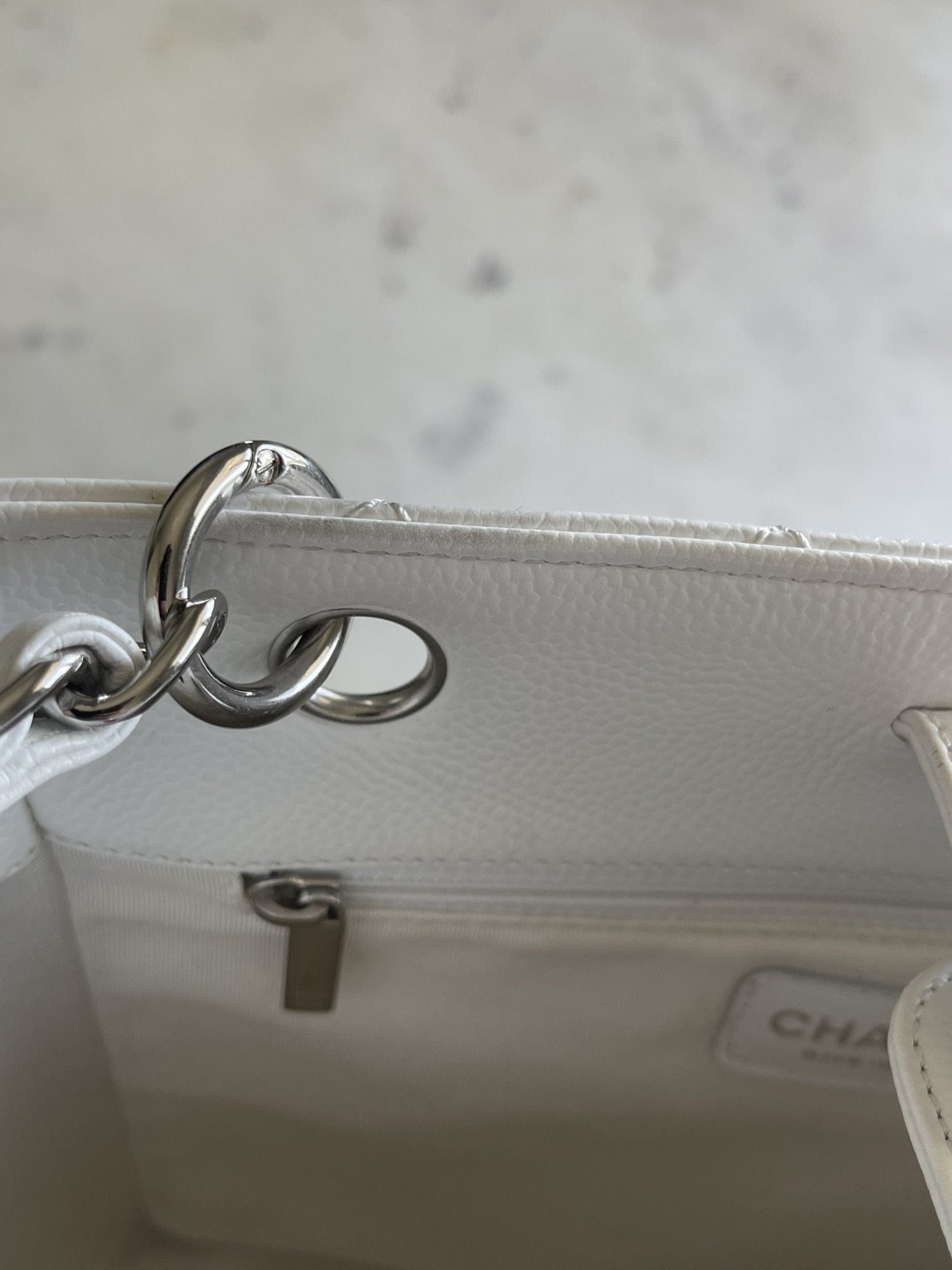 White Caviar Quilted Petite Shopping Tote