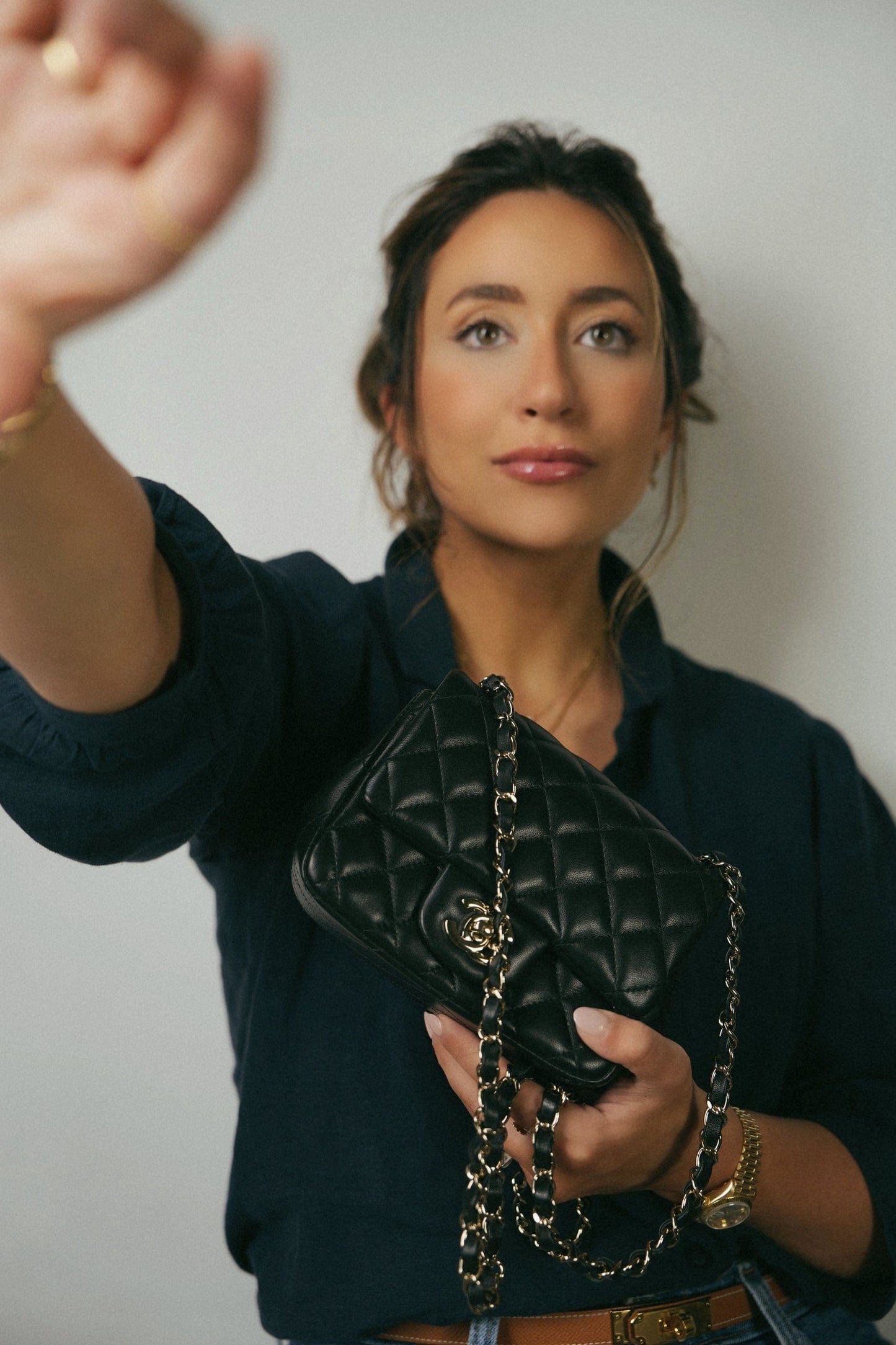 21P Black Lambskin Quilted Mini Square Flap LGHW