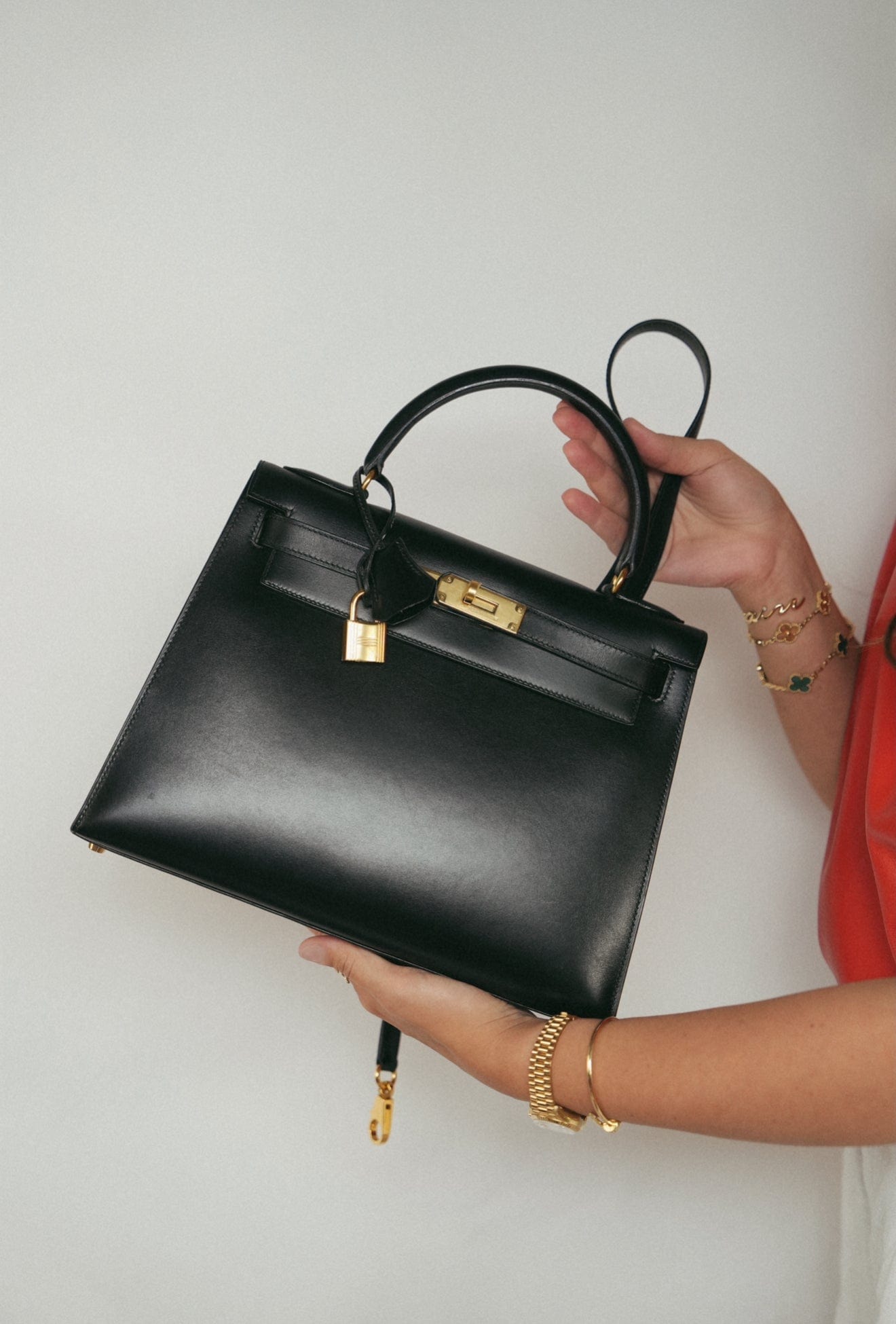 Vintage Kelly Sellier 28 Black Box Calfskin Gold Plated (Y) Stamp