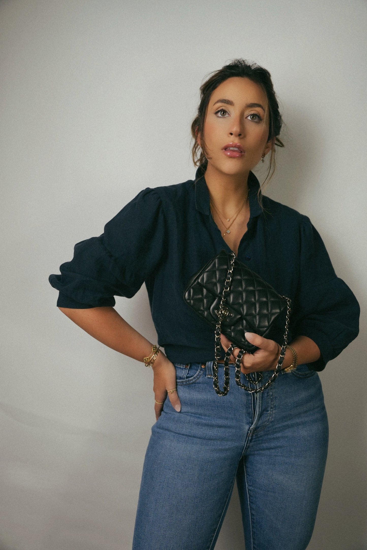 21P Black Lambskin Quilted Mini Square Flap LGHW