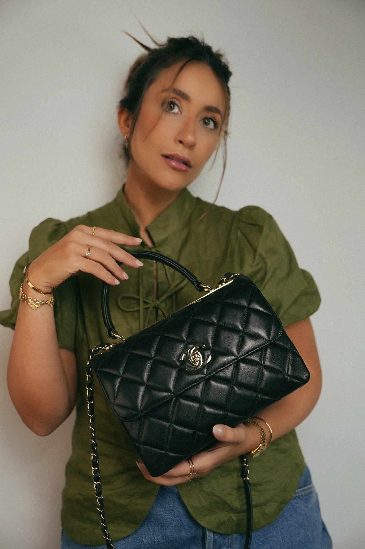 21S Black Lambskin Quilted Small Trendy CC Light Gold Hardware