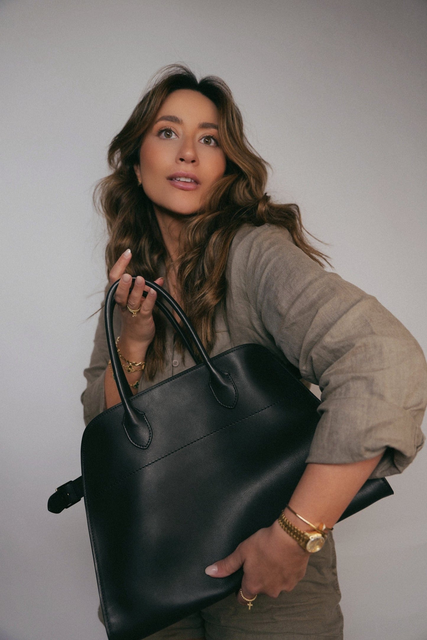 The Row Margaux 15 Black Calfskin Bag