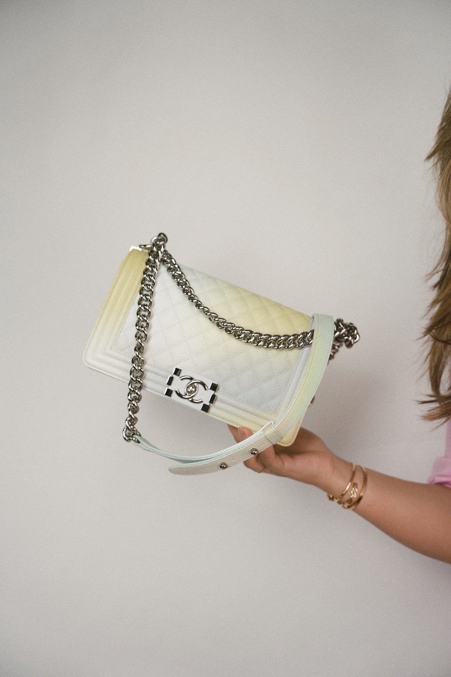 18P Cuba Rainbow Caviar Quilted Boy Bag Old Medium Silver Hardware