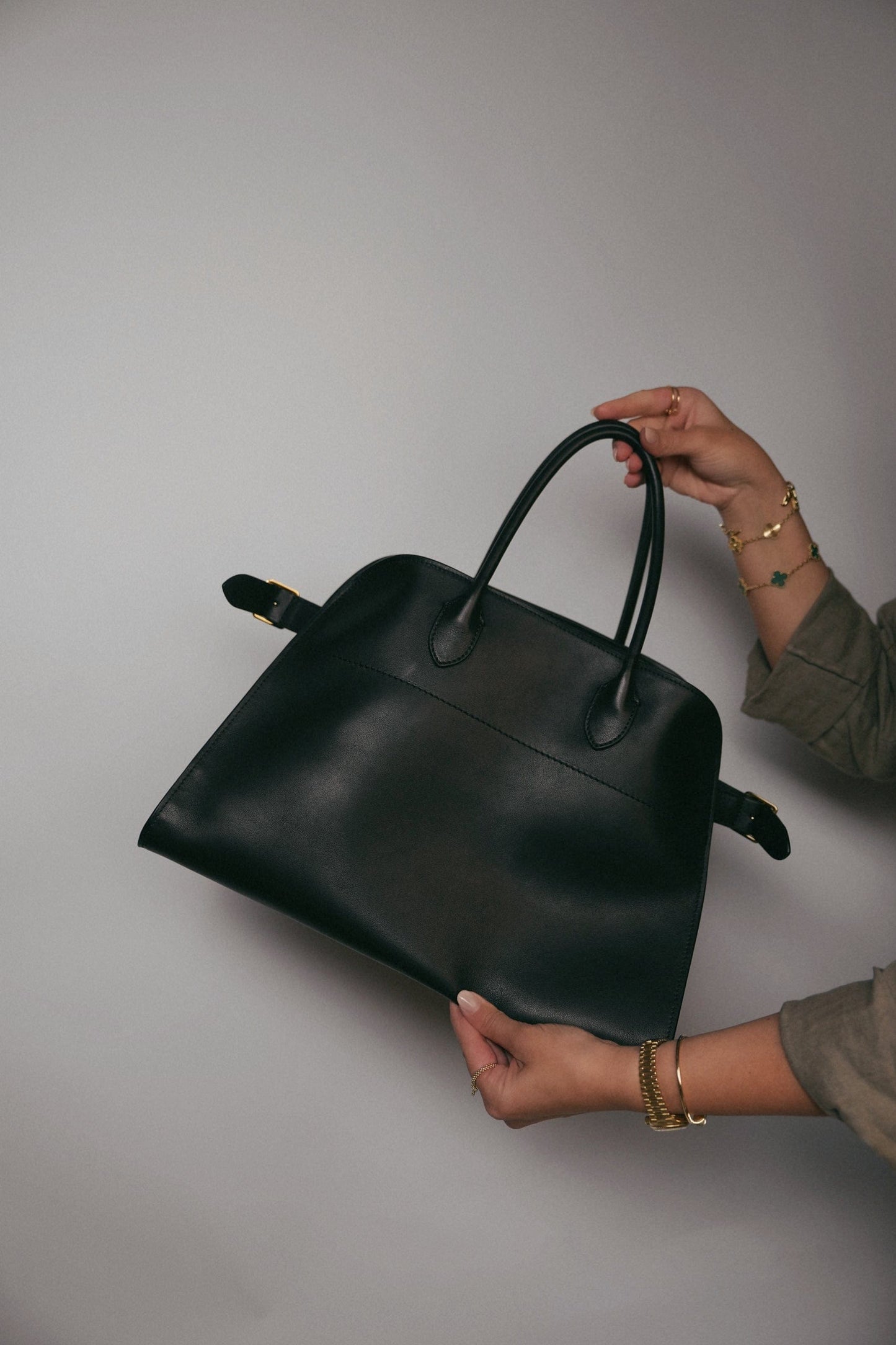 The Row Margaux 15 Black Calfskin Bag