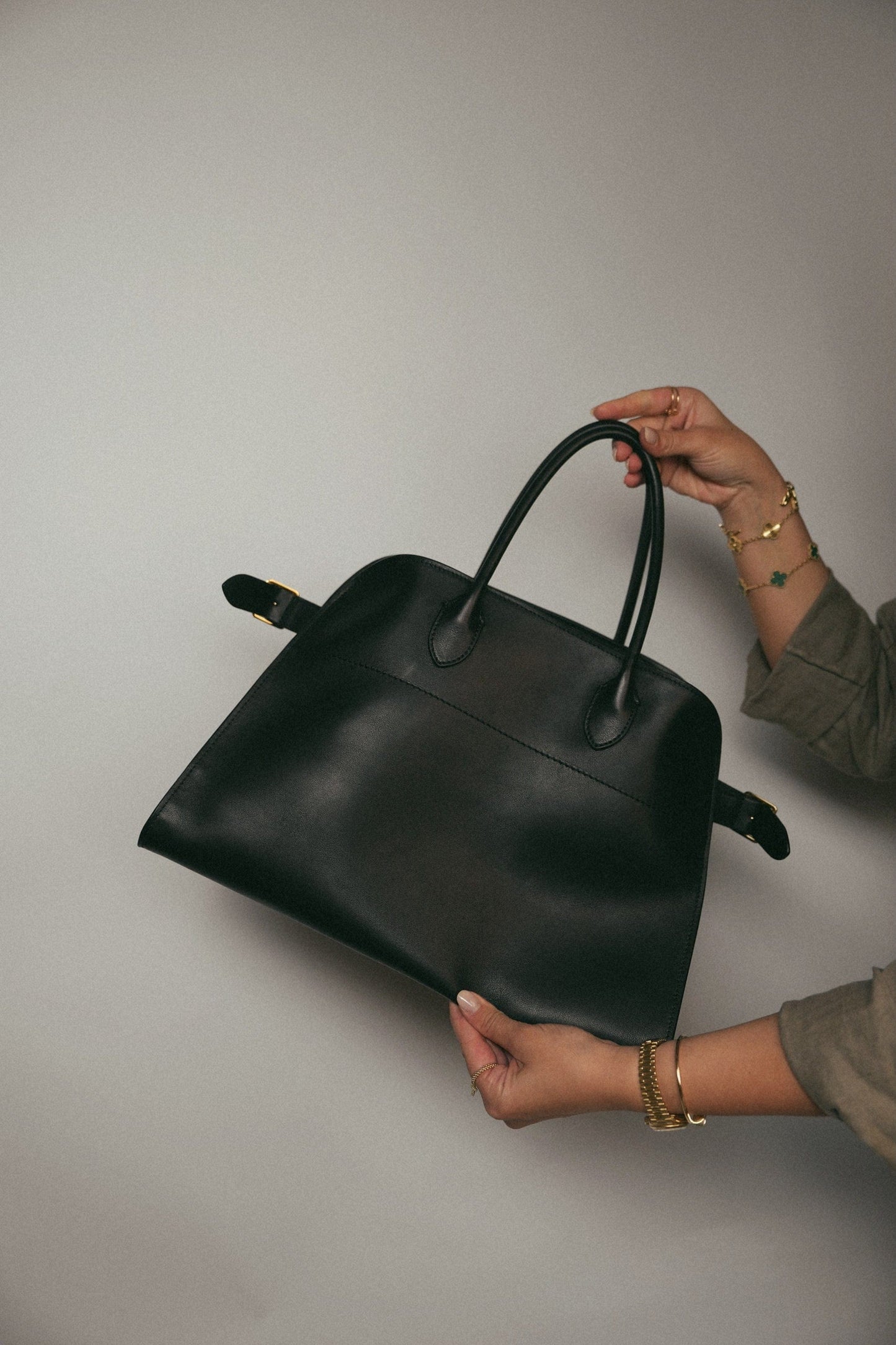 The Row Margaux 15 Black Calfskin Bag
