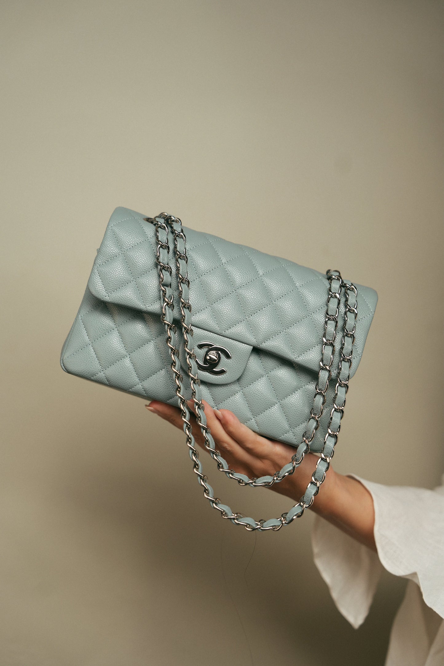 20B Blue Caviar Quilted Classic Flap Small Silver Hardware