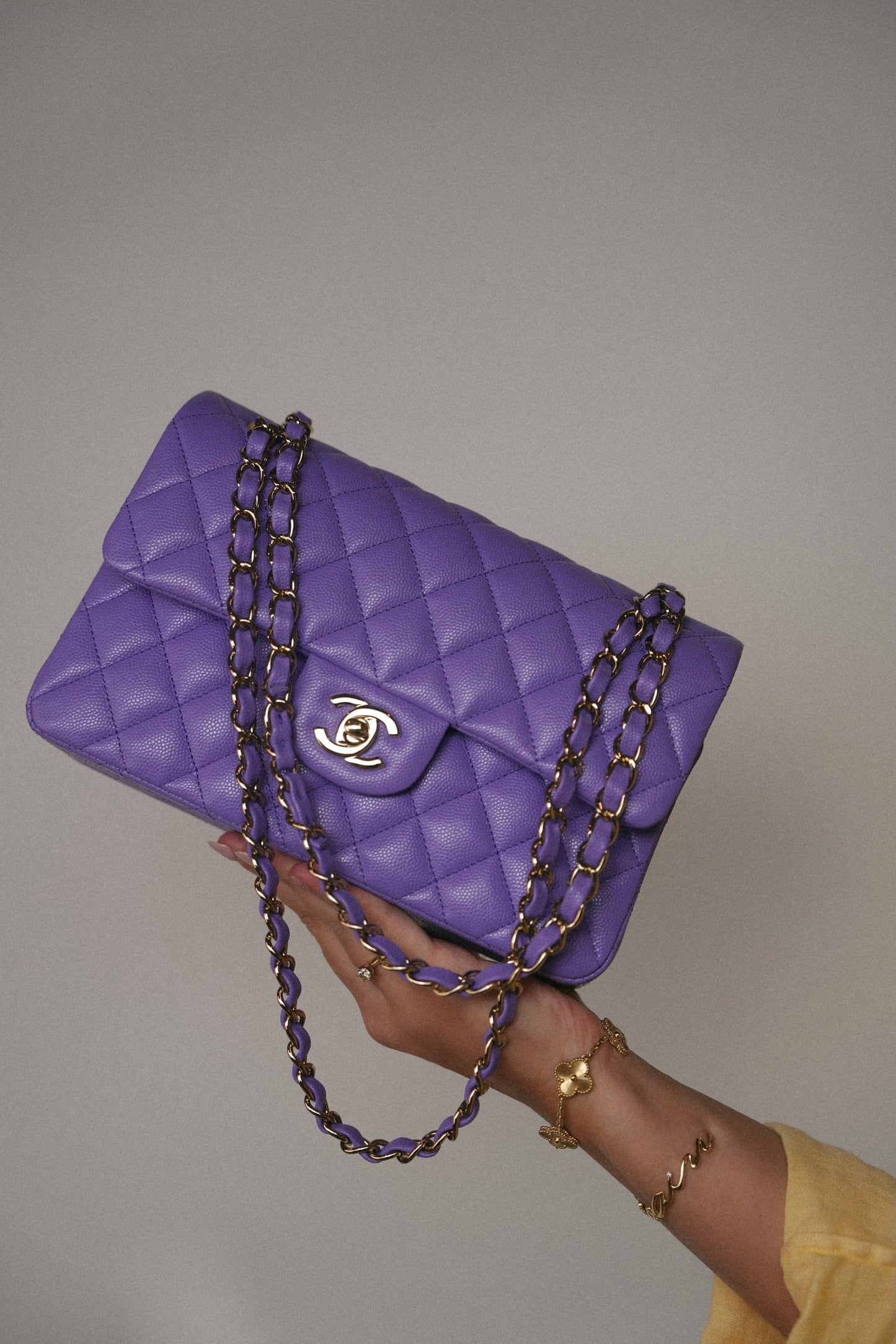 20S Purple Caviar Quilted Classic Flap Small LGHW