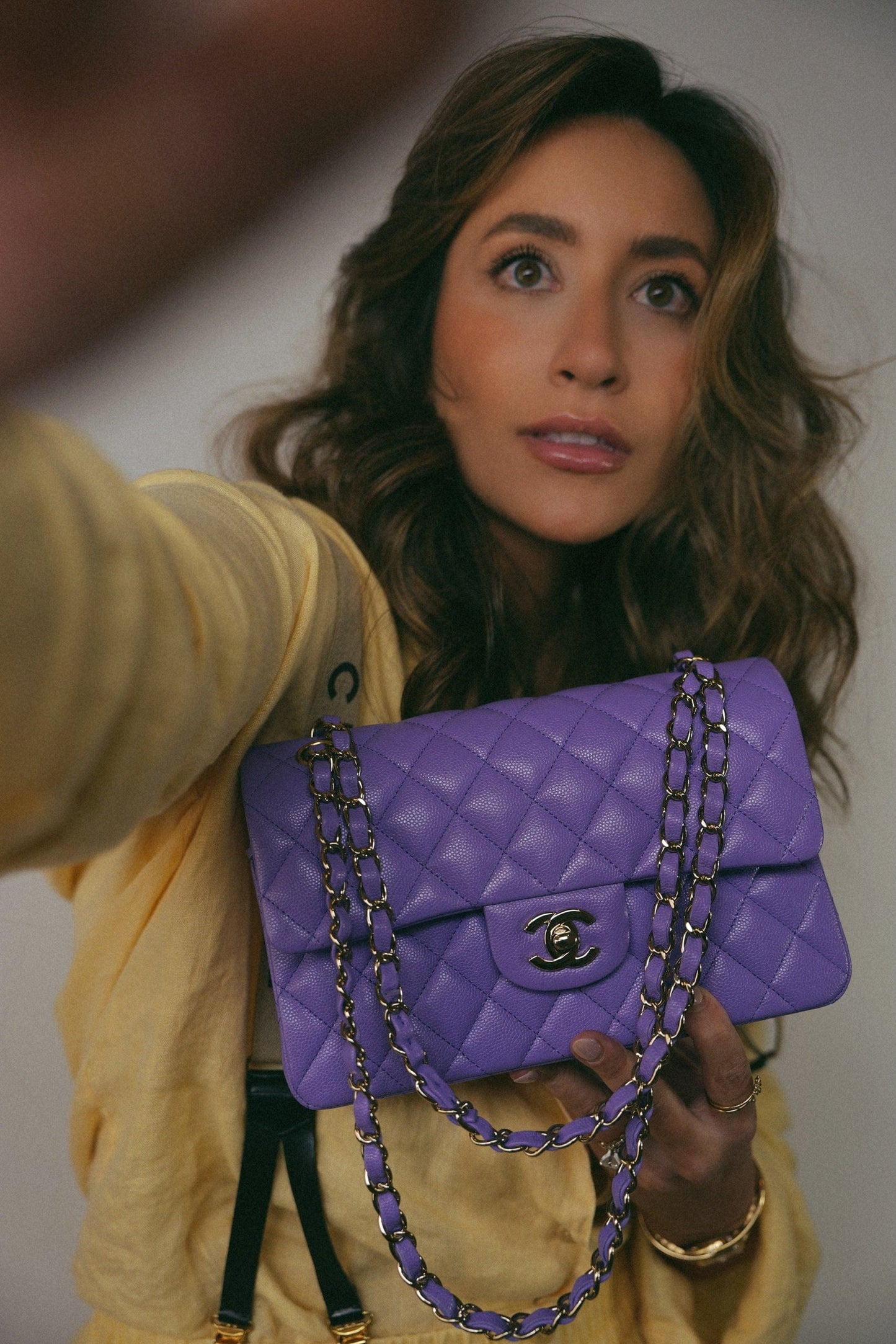 20S Purple Caviar Quilted Classic Flap Small LGHW