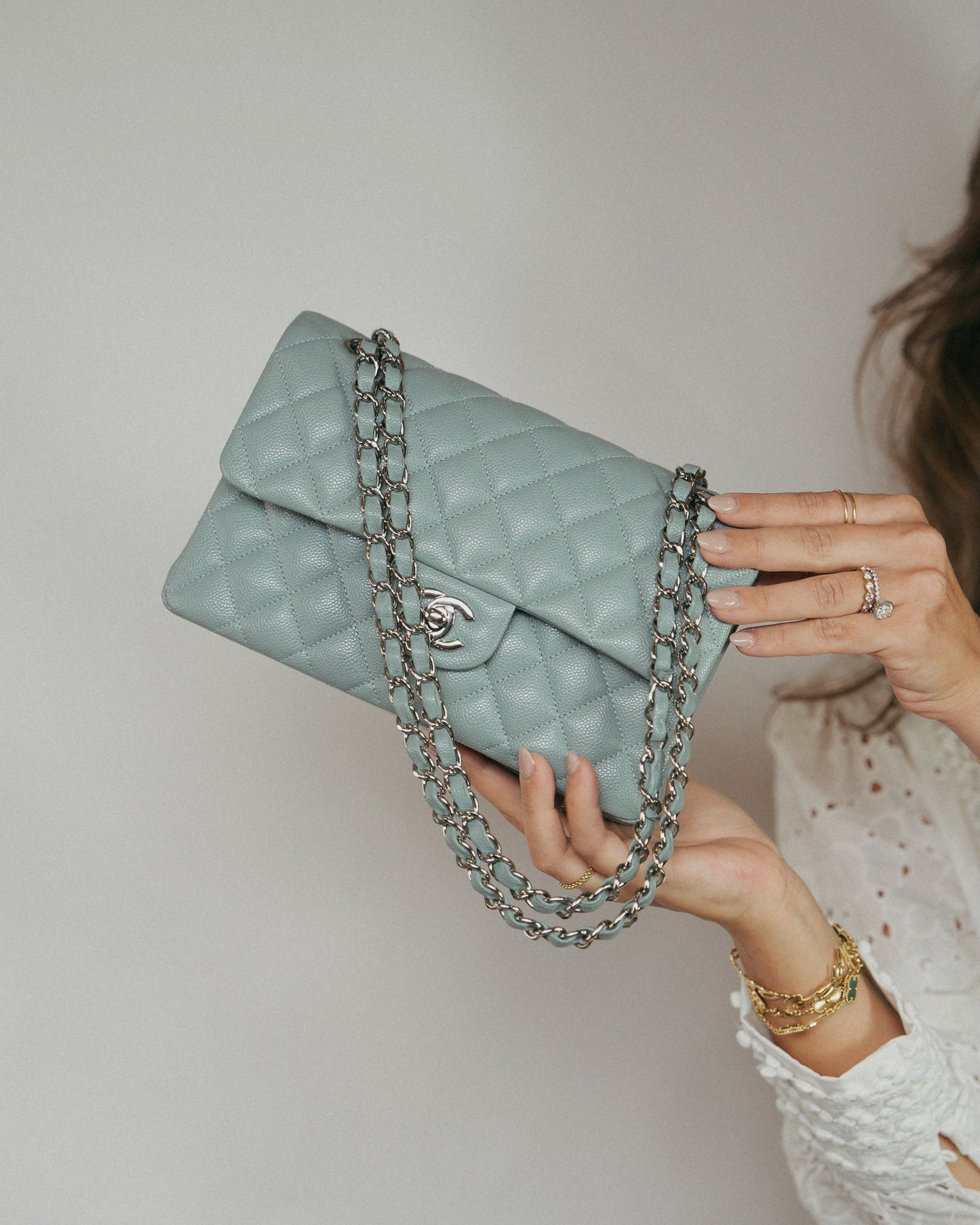 20B Blue Caviar Quilted Classic Flap Small Silver Hardware