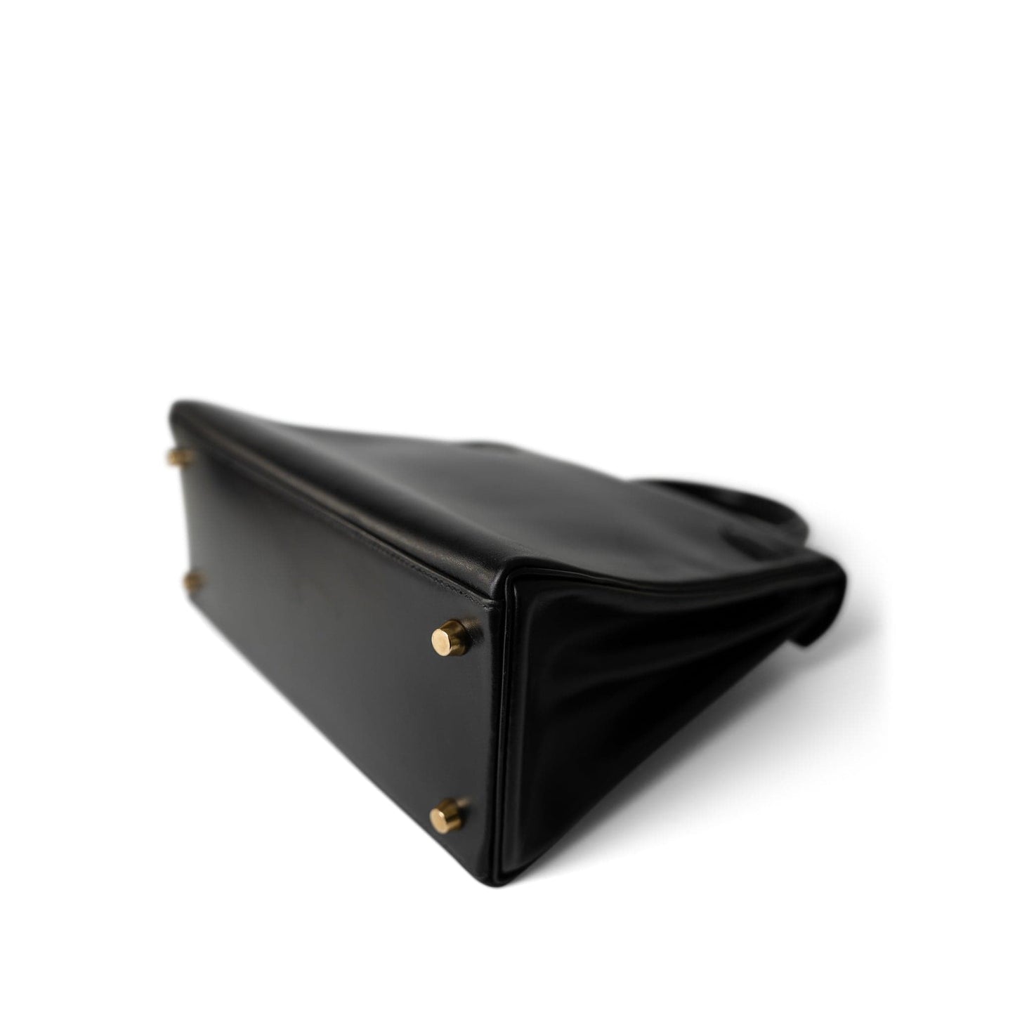 Vintage Kelly 28 Black Box Calfskin Gold Plated X Circle Stamp w/ Wallet