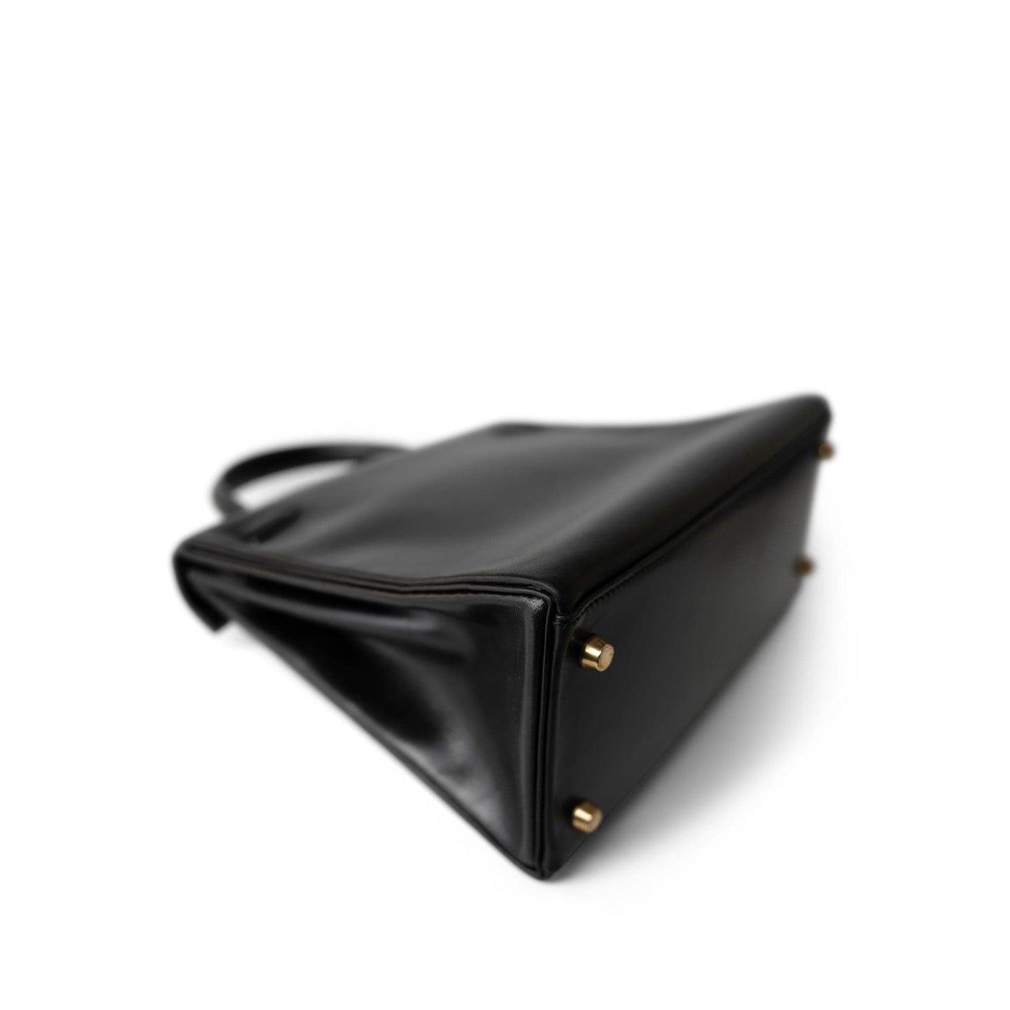 Vintage Kelly 28 Black Box Calfskin Gold Plated X Circle Stamp w/ Wallet