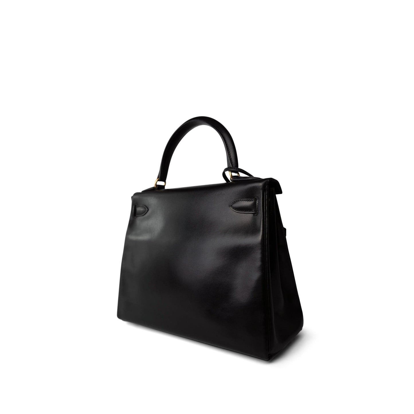 Vintage Kelly Retourne 28 Black Box Calfskin Gold Plated ￼C Square Stamp