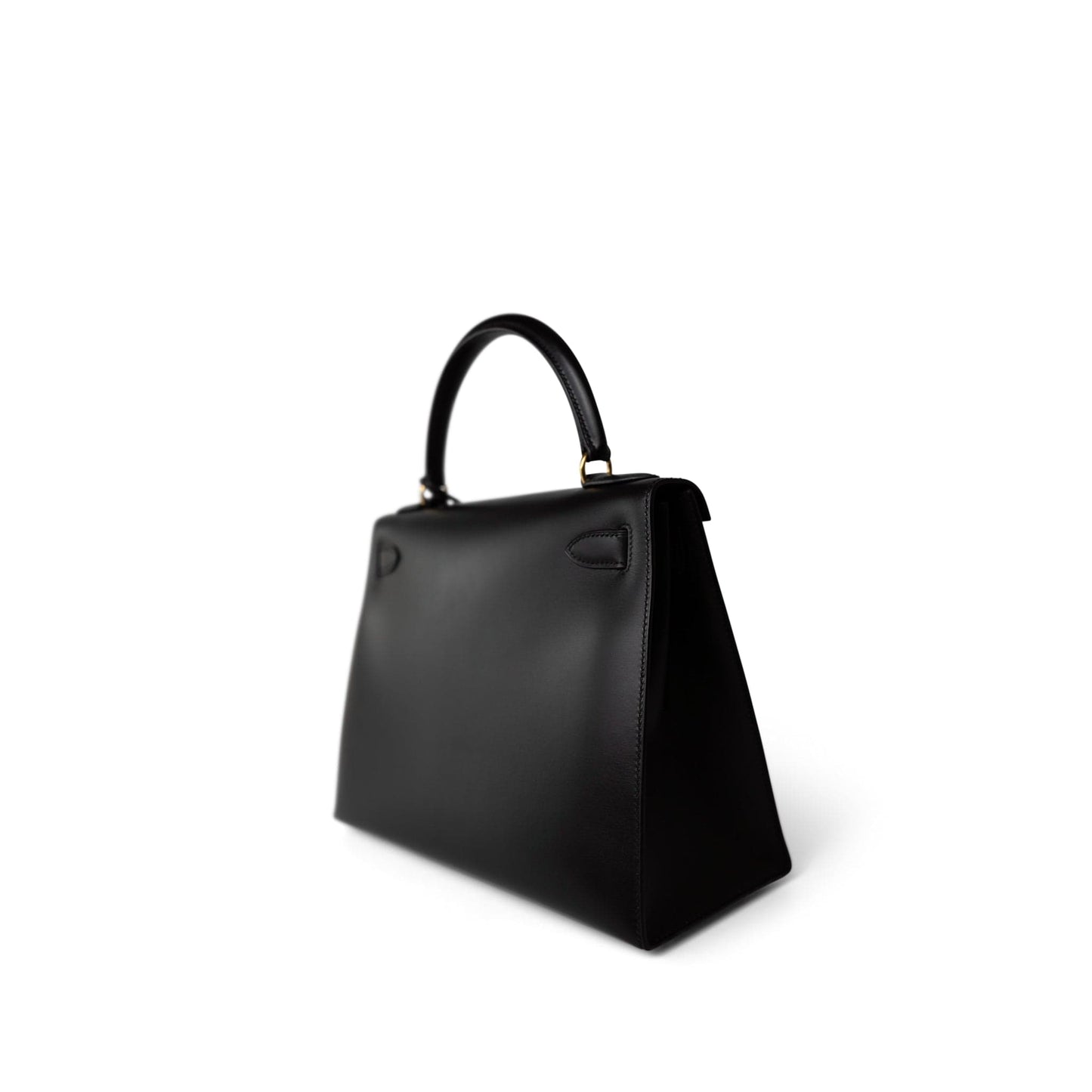 Vintage Kelly Sellier 28 Black Box Calfskin Gold Plated Y Circle Stamp