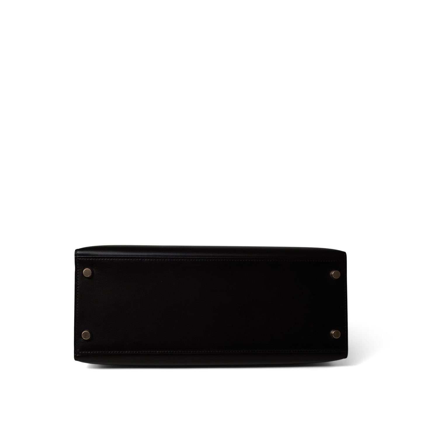 Vintage Kelly Sellier 28 Black Box Calfskin Gold Plated Y Circle Stamp