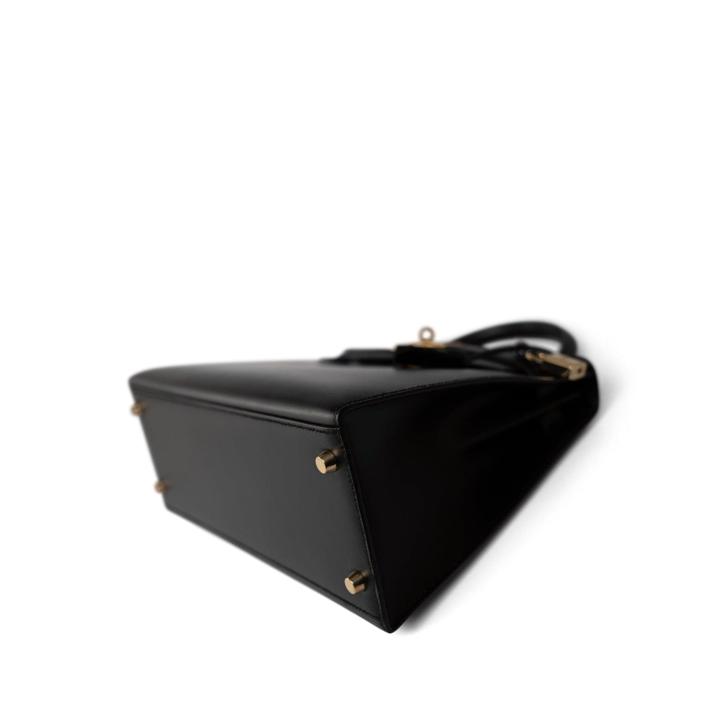 Vintage Kelly Sellier 28 Black Box Calfskin Gold Plated Y Circle Stamp