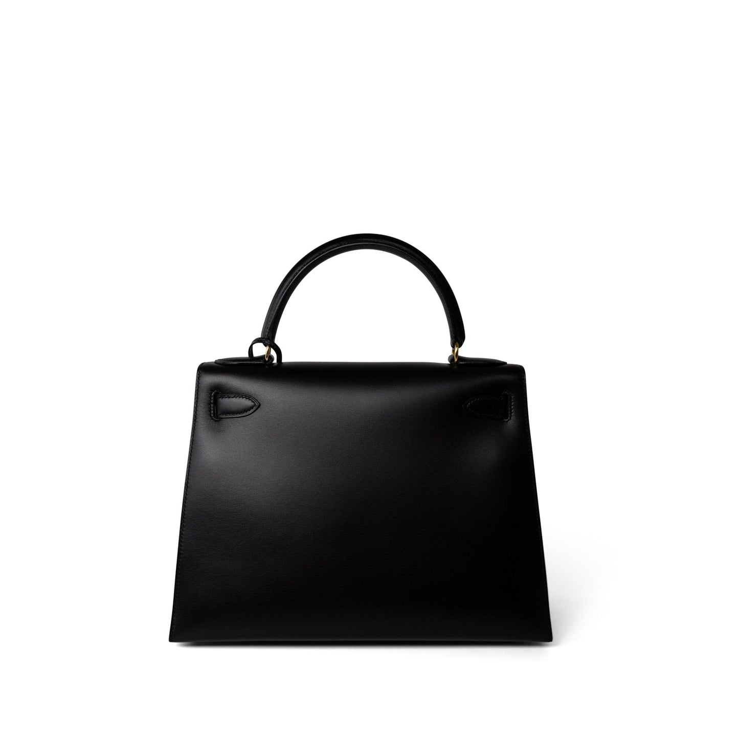 Vintage Kelly Sellier 28 Black Box Calfskin Gold Plated Y Circle Stamp