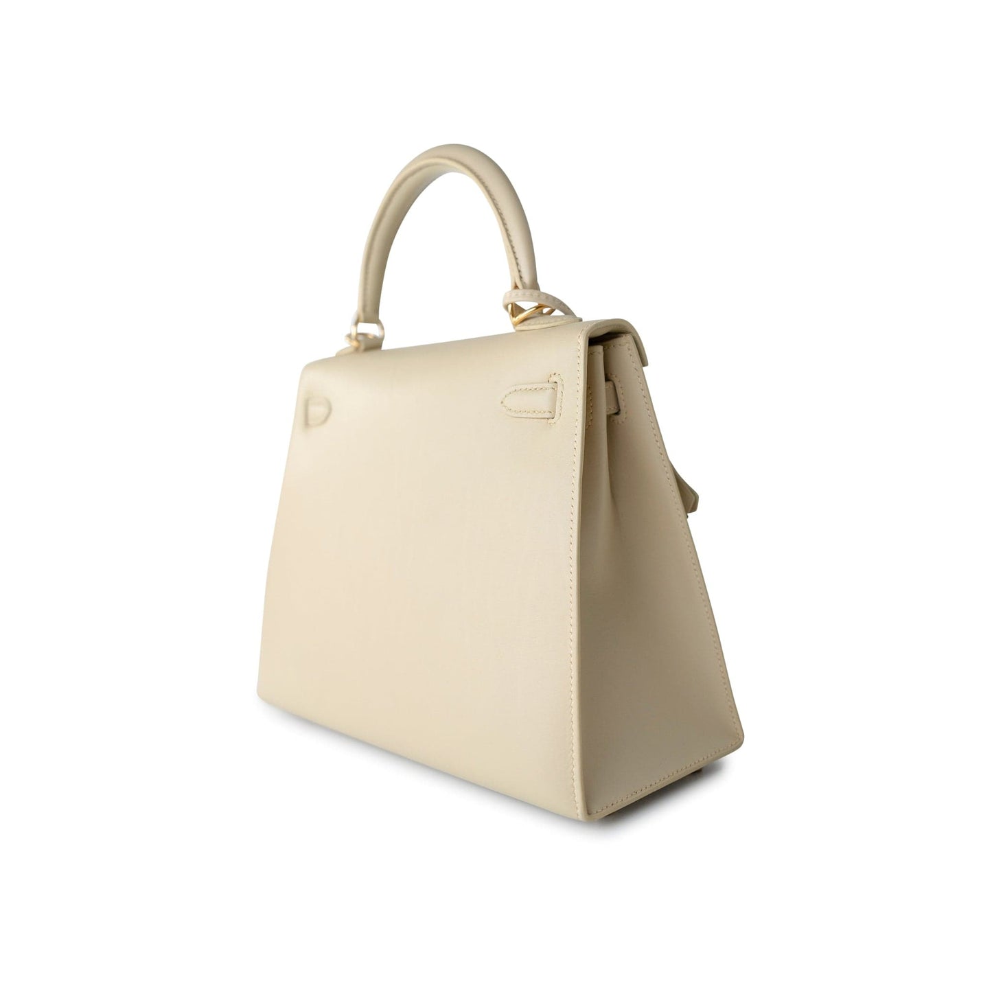 Vintage Kelly 25 Sellier Parchemin / Light Beige Box Calfksin E Square Stamp