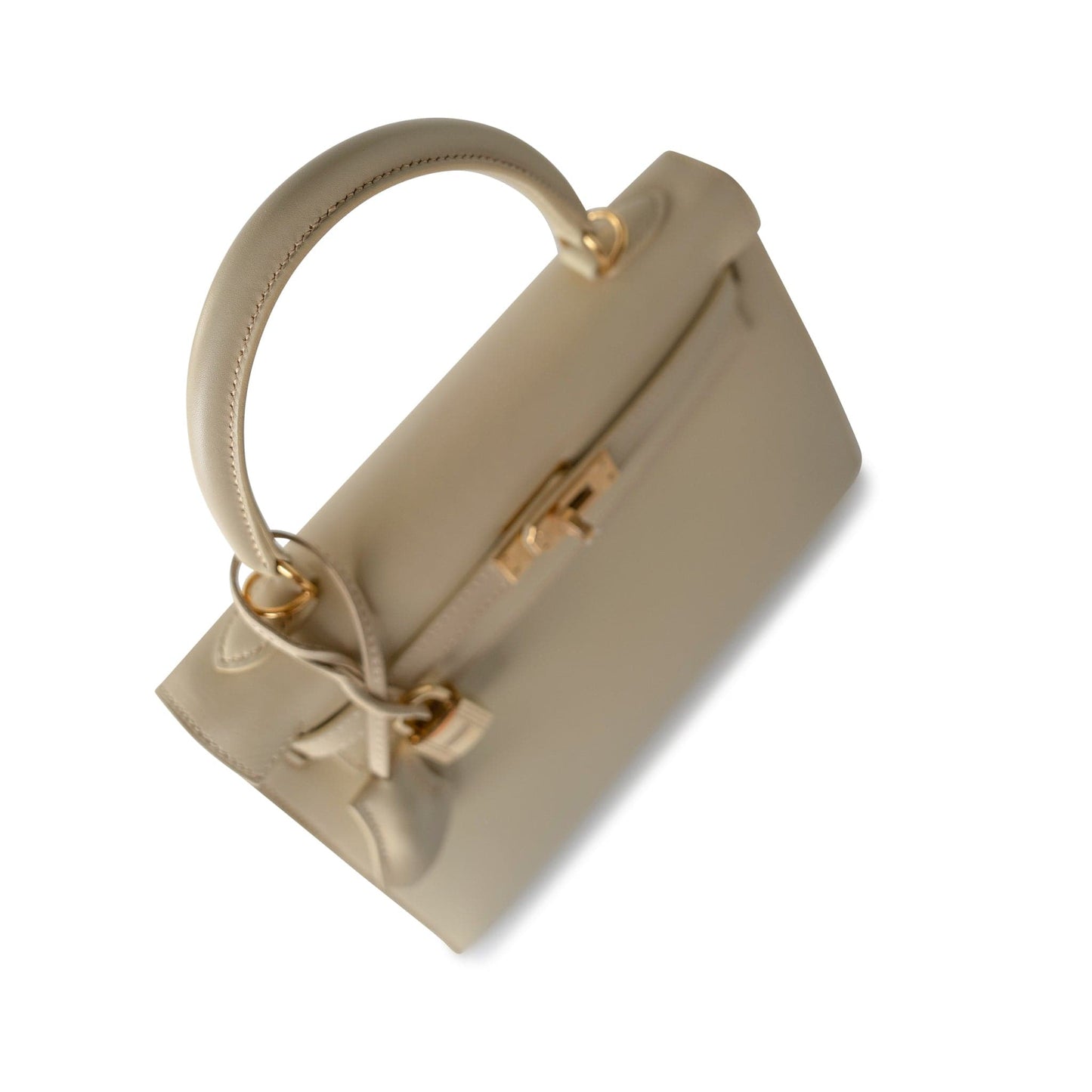 Vintage Kelly 25 Sellier Parchemin / Light Beige Box Calfksin E Square Stamp