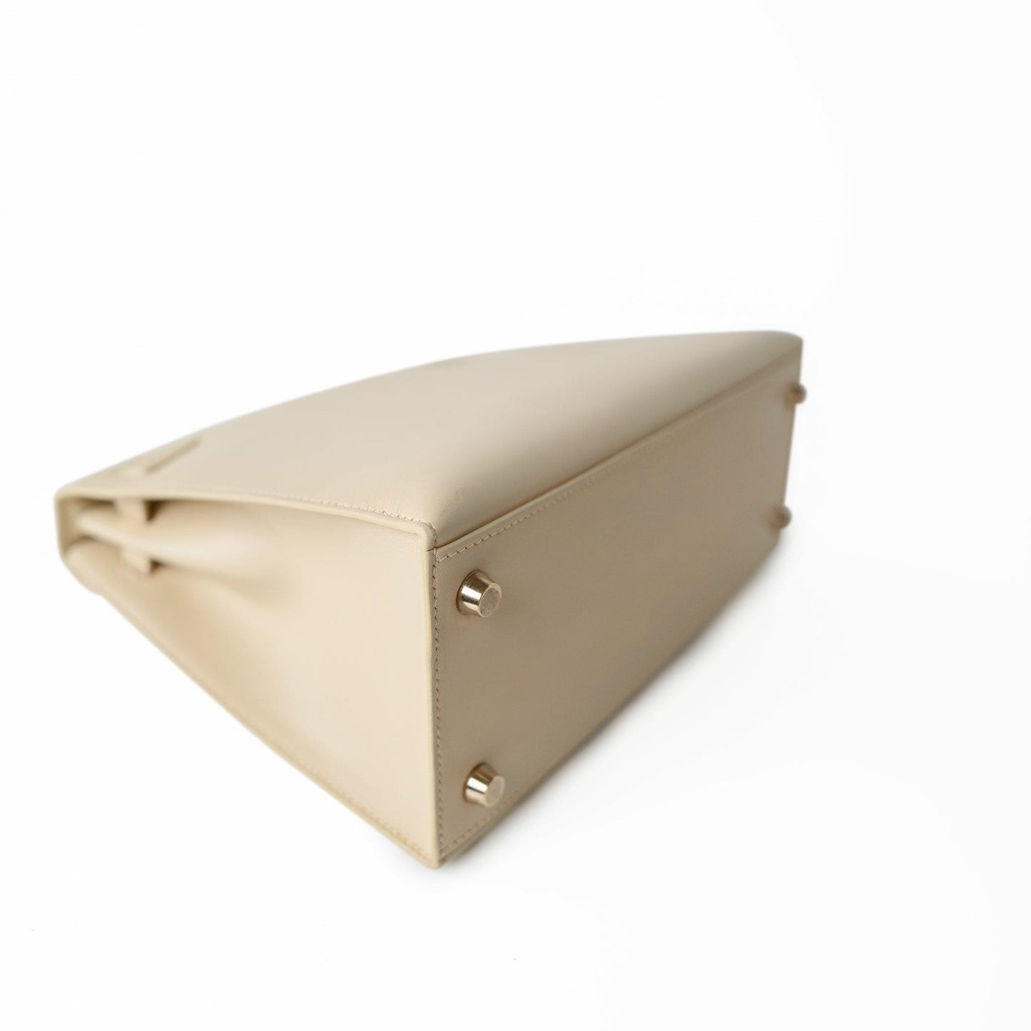 Vintage Kelly 25 Sellier Parchemin / Light Beige Box Calfksin E Square Stamp