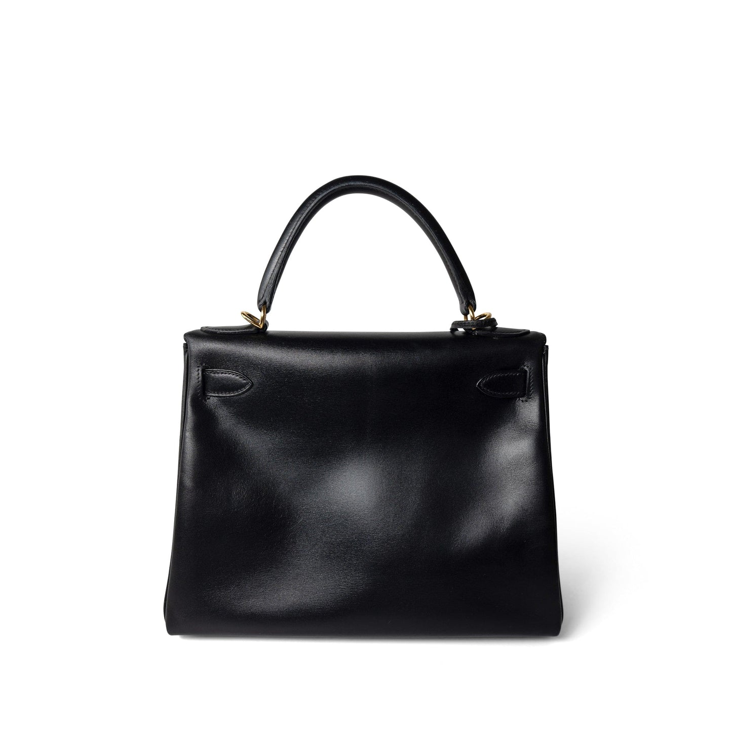 Vintage Kelly 28 Retourne Black Box Calfksin Gold Plated F Square Stamp