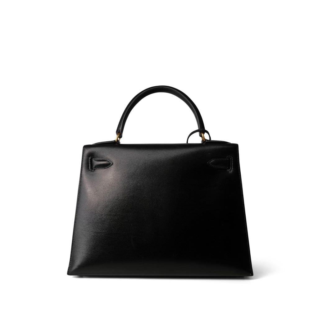 Vintage Kelly Sellier 28 Black Box Calfskin Gold Plated Y Circle Stamp