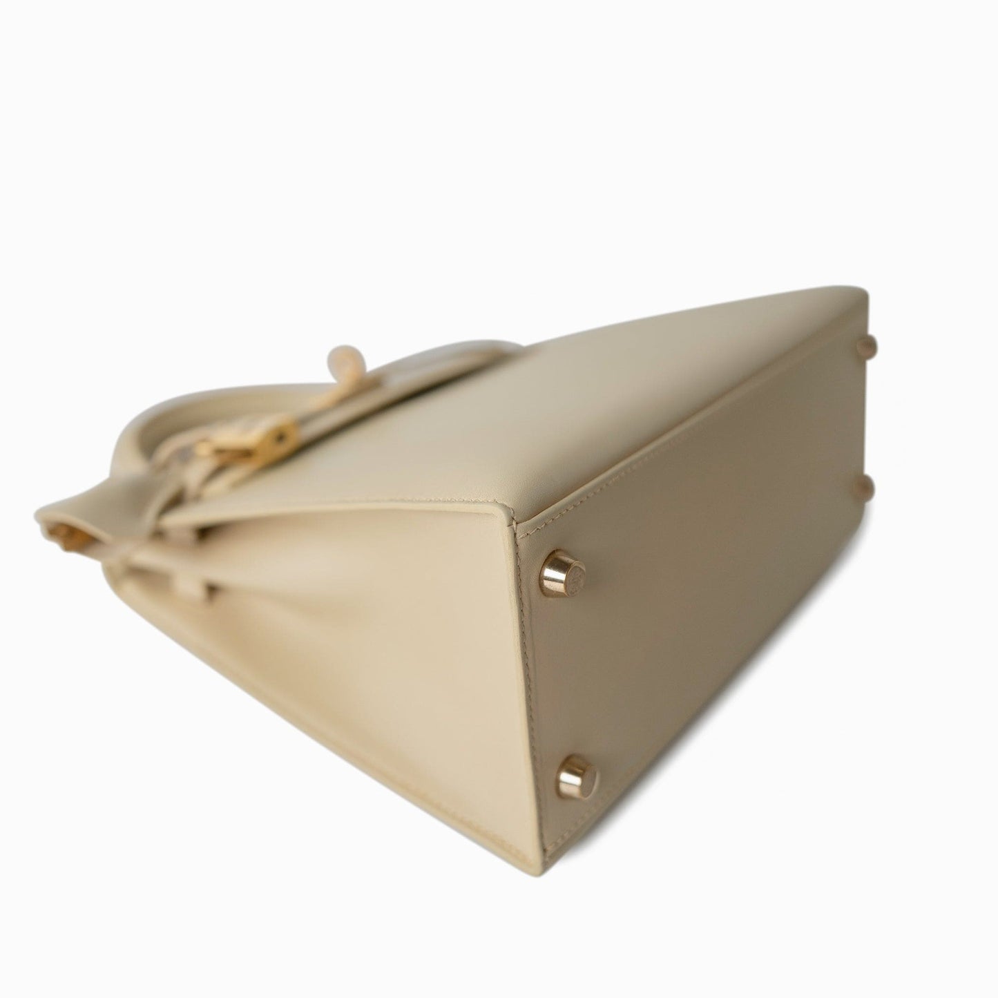 Vintage Kelly 25 Sellier Parchemin / Light Beige Box Calfksin E Square Stamp