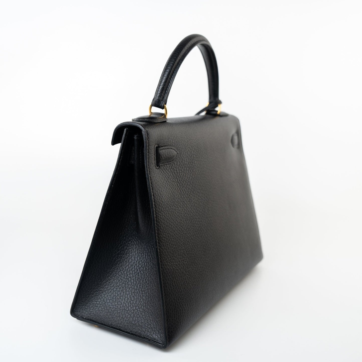 Vintage Kelly 28 Black Ardennes Leather Gold Plated Hardware Z Stamp