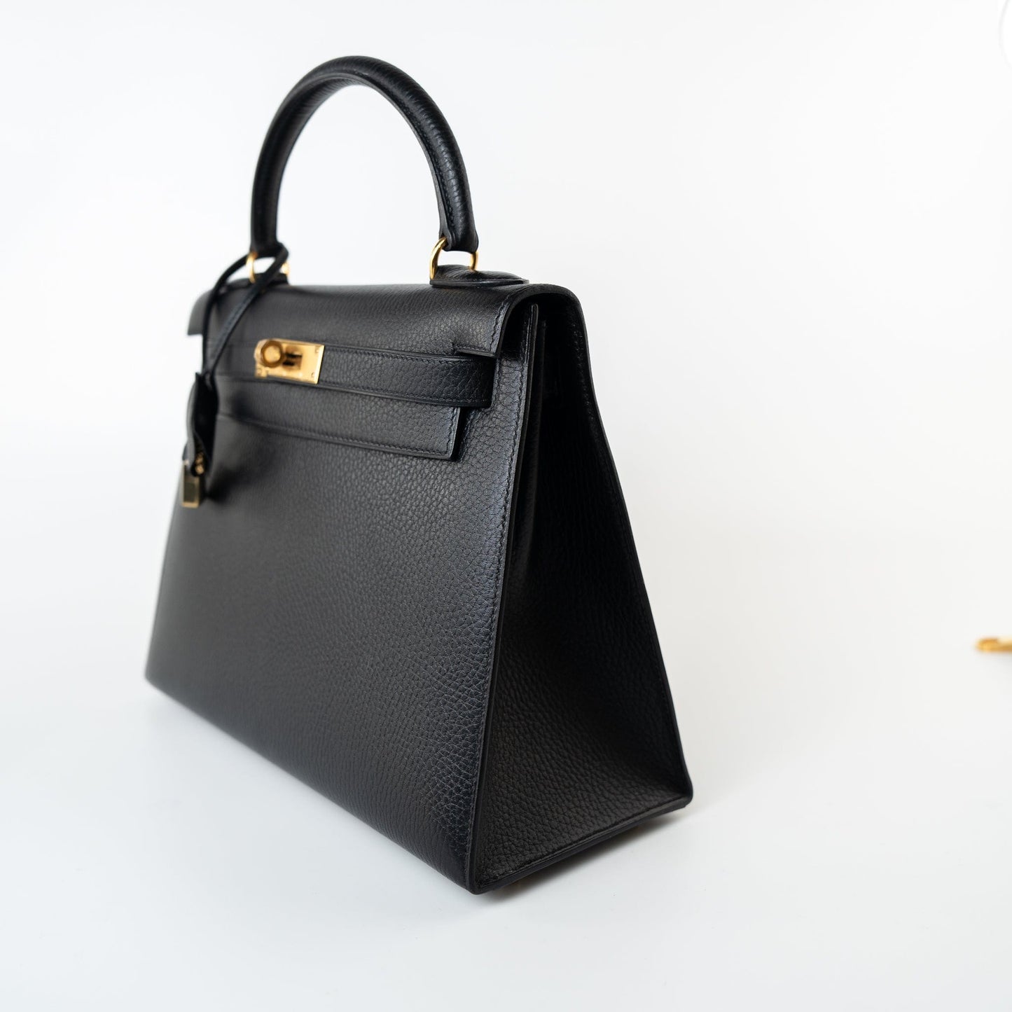 Vintage Kelly 28 Black Ardennes Leather Gold Plated Hardware Z Stamp