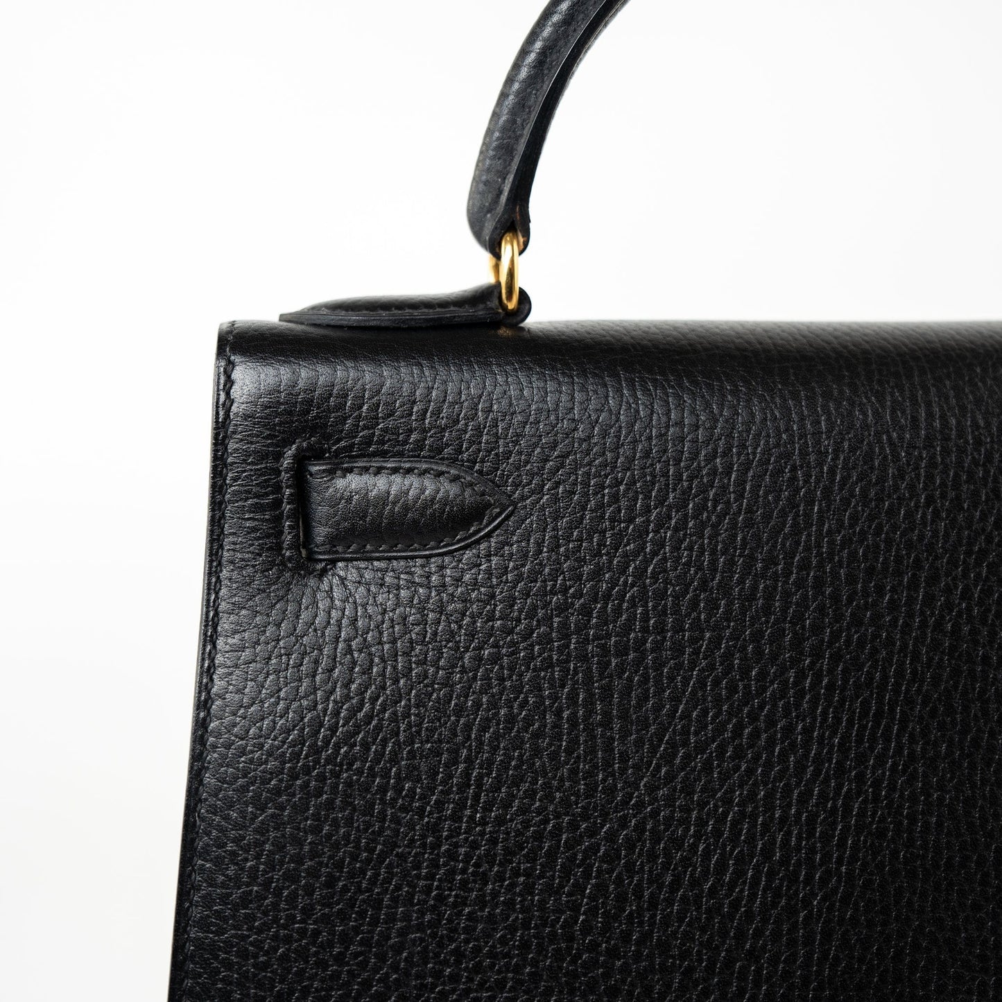 Vintage Kelly 28 Black Ardennes Leather Gold Plated Hardware Z Stamp