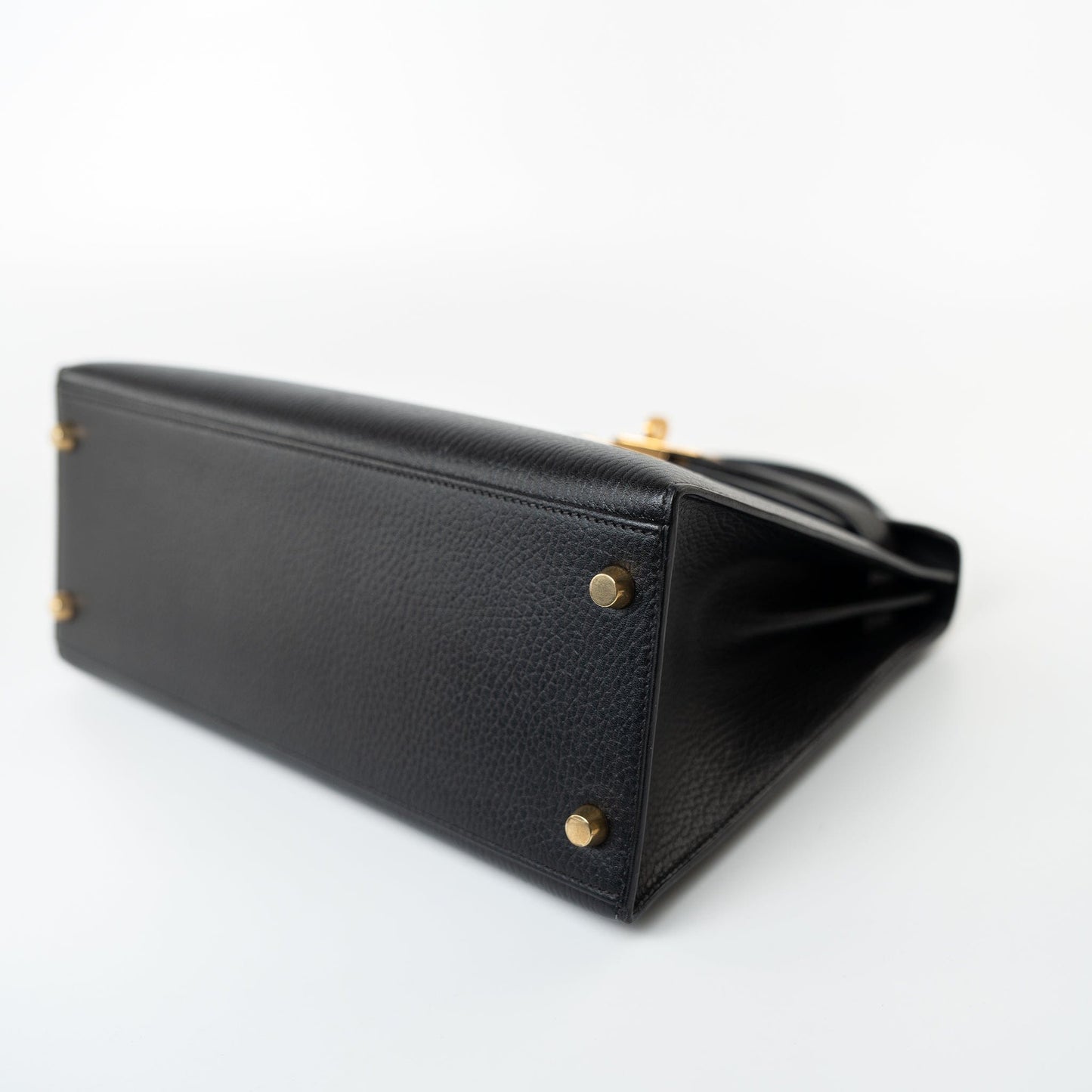 Vintage Kelly 28 Black Ardennes Leather Gold Plated Hardware Z Stamp