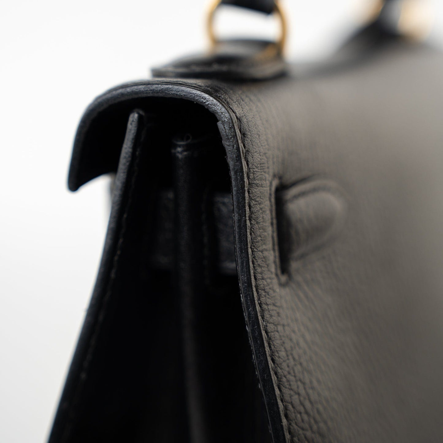 Vintage Kelly 28 Black Ardennes Leather Gold Plated Hardware Z Stamp