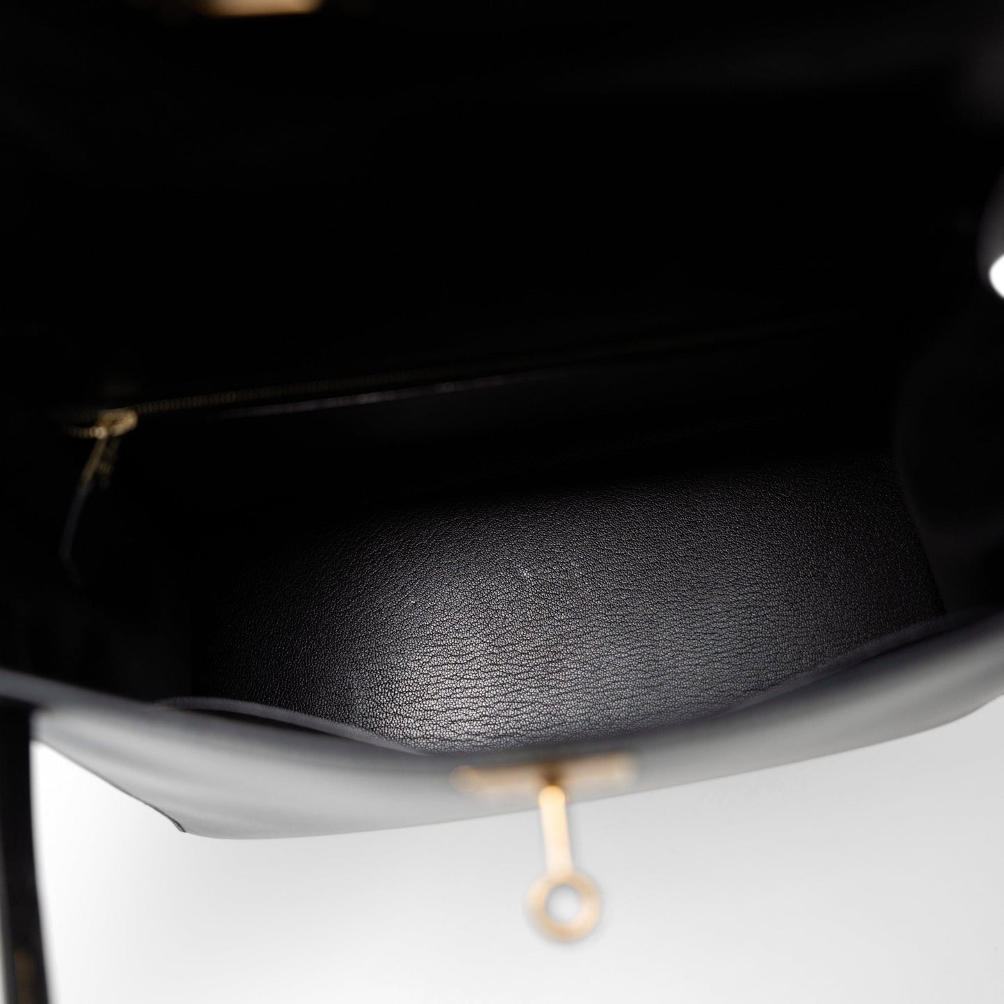 Vintage Kelly Sellier 28 Black Box Calfskin Gold Plated Y Circle Stamp