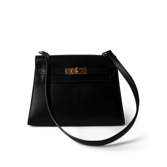 Vintage Mini Kelly 20 Black Box Calfskin Gold Plated