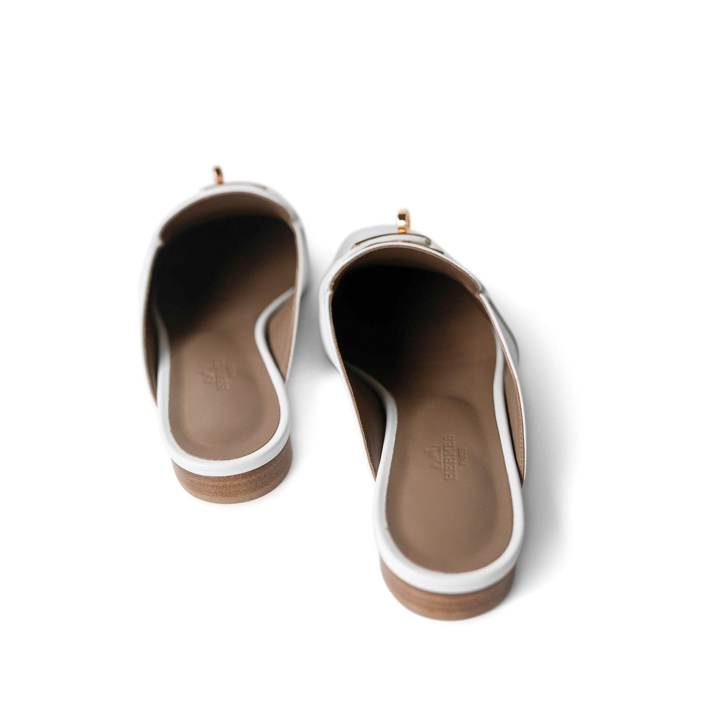 White Oz Mule Sandals w/ Rose Gold Kelly Buckle (38 EU / 7.5 US)